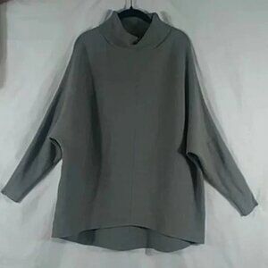 Unbranded Women's Grey Long Sleeve High Low Turtleneck Casual Sweater Size L